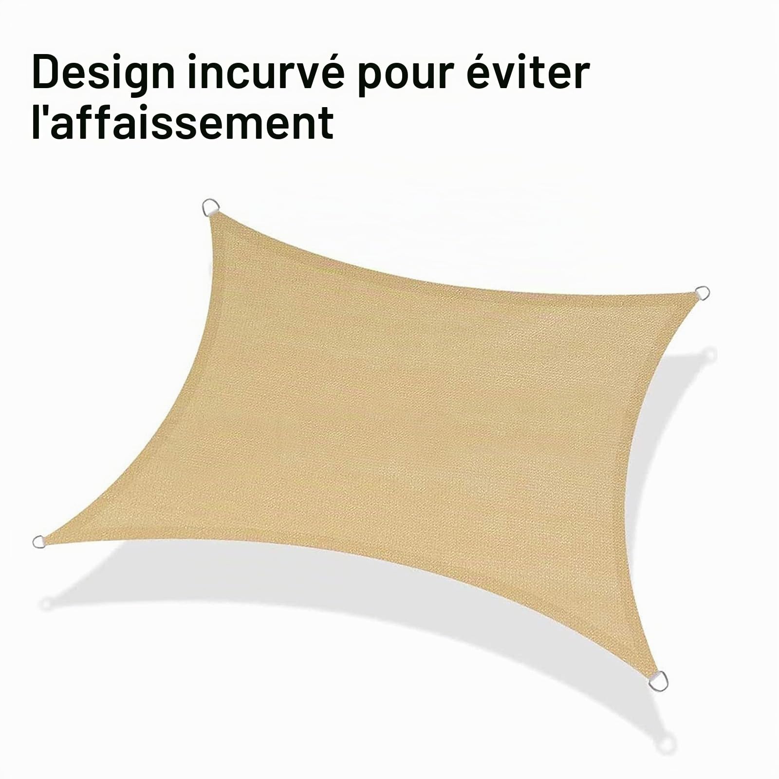 Love Story Voile d'ombrage rectangulaire de 3,7 x 4,8 m avec Protection UV pour extérieur, terrasse, Jardin, Cour, Sable (Nous fabriquons des Tailles personnalisées)