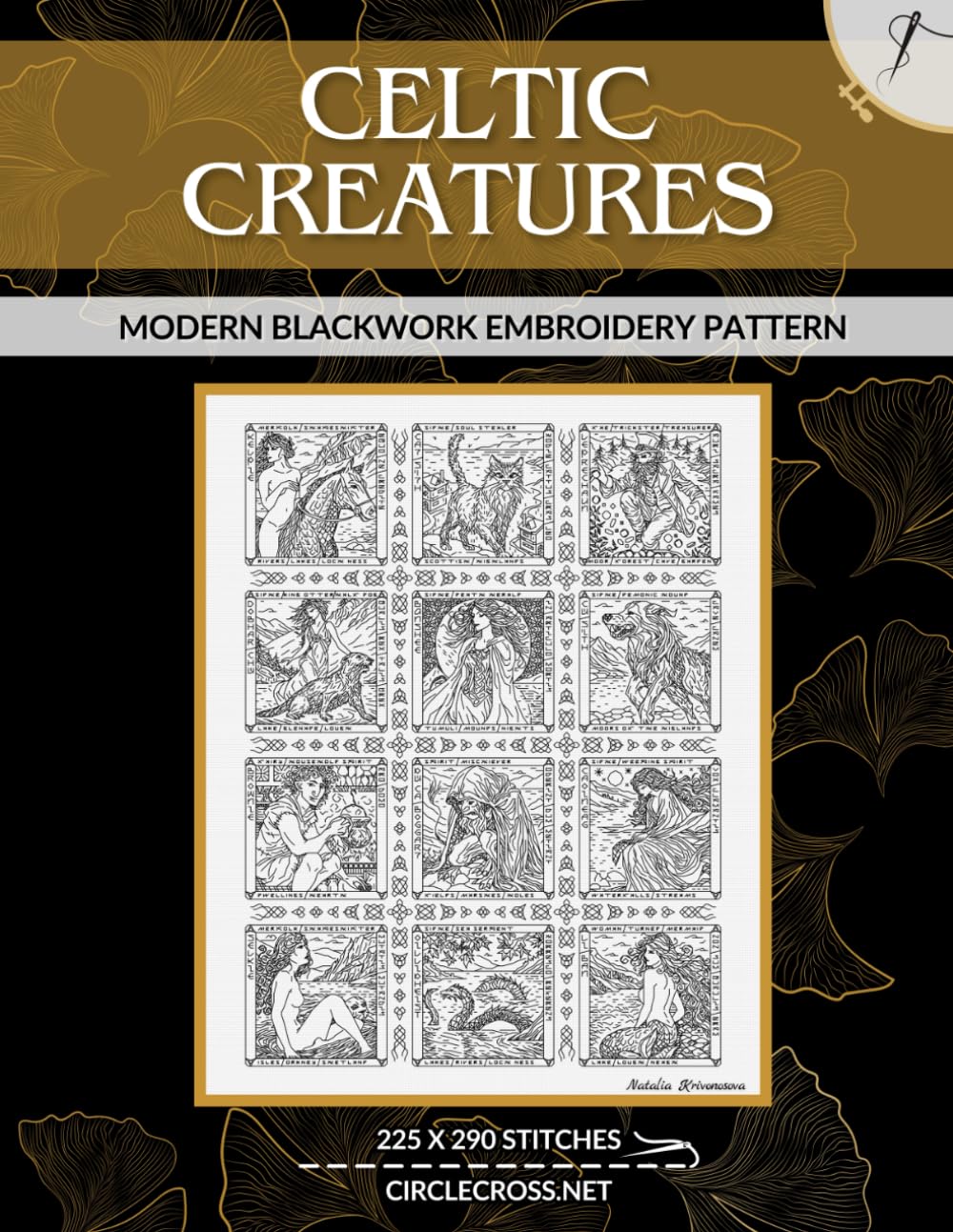 Celtic Creatures Sampler: Modern Blackwork Embroidery Pattern