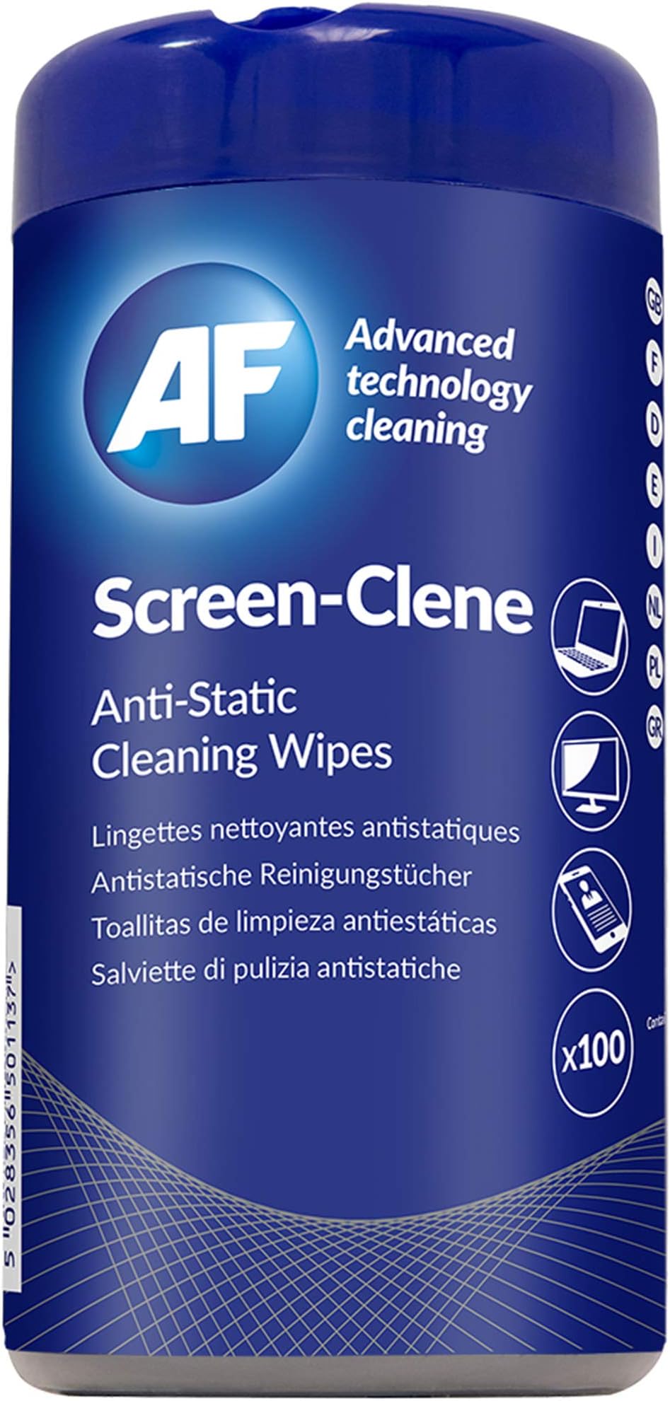 AF Anti Static Screen Cleaning Wipes - Pre-moistened for Computer, Laptop, TV, Tablets, Phone etc. Tub x100