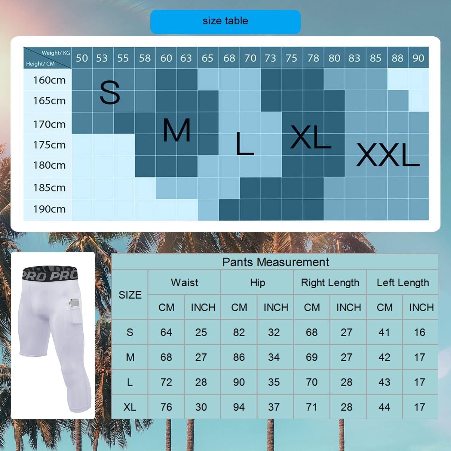 2 Pack Mens One Leg Compression Pants for Basketball, 3/4 Athletic Base Layer Tights, Running Leggings for Sports - Image 7