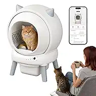 Automatic Litter Box with APP Control & Health Monitoring, Smart Self Cleaning Litter Box for Multiple Cats, Quiet <45dB Operation, Multi Sensor Safety Protection, 30% Litter Saving, Lightweight <15kg