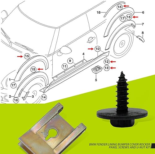 Miniatura 6 de GKmow Pack-40 Tornillos para cubierta de parachoques, clips multiusos de tuercas en U, kit de sujetadores de carrocería de automóvil, retenedores de