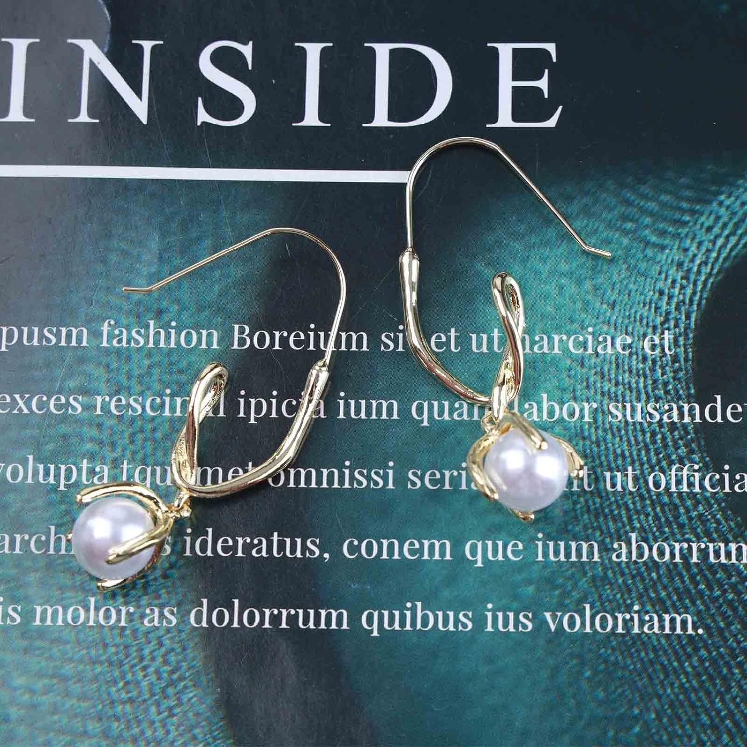 Andelaisi Boho Pearl Hoop Earrings Gold Large Pearl Drop Earrings Vintage Pearl Dangle Hook Earrings Minimalist Pearl Studs Earrings Jewelry for Women - Image 8