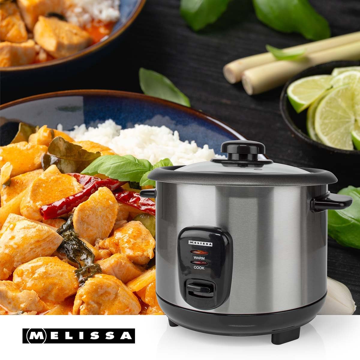Melissa Cuociriso con capacità 1,0 l - 400 W - rivestimento antiaderente - alloggiamento in acciaio inox - inserto per cottura a vapore - funzione di mantenimento al caldo - spegnimento automatico