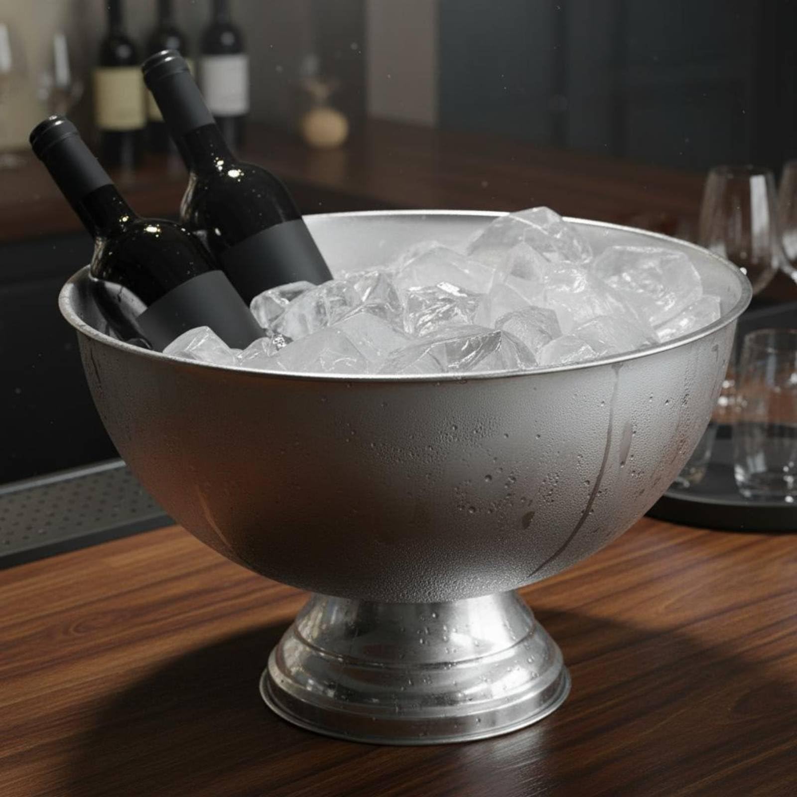 Qianly Champagneiera in Acciaio Inox 304 con Capienza per Cubetti di Ghiaccio Ciotola per Servire Vino Secchiello Bottiglie Elegante Uso Festa Bar Ristorante, Oro Rosa