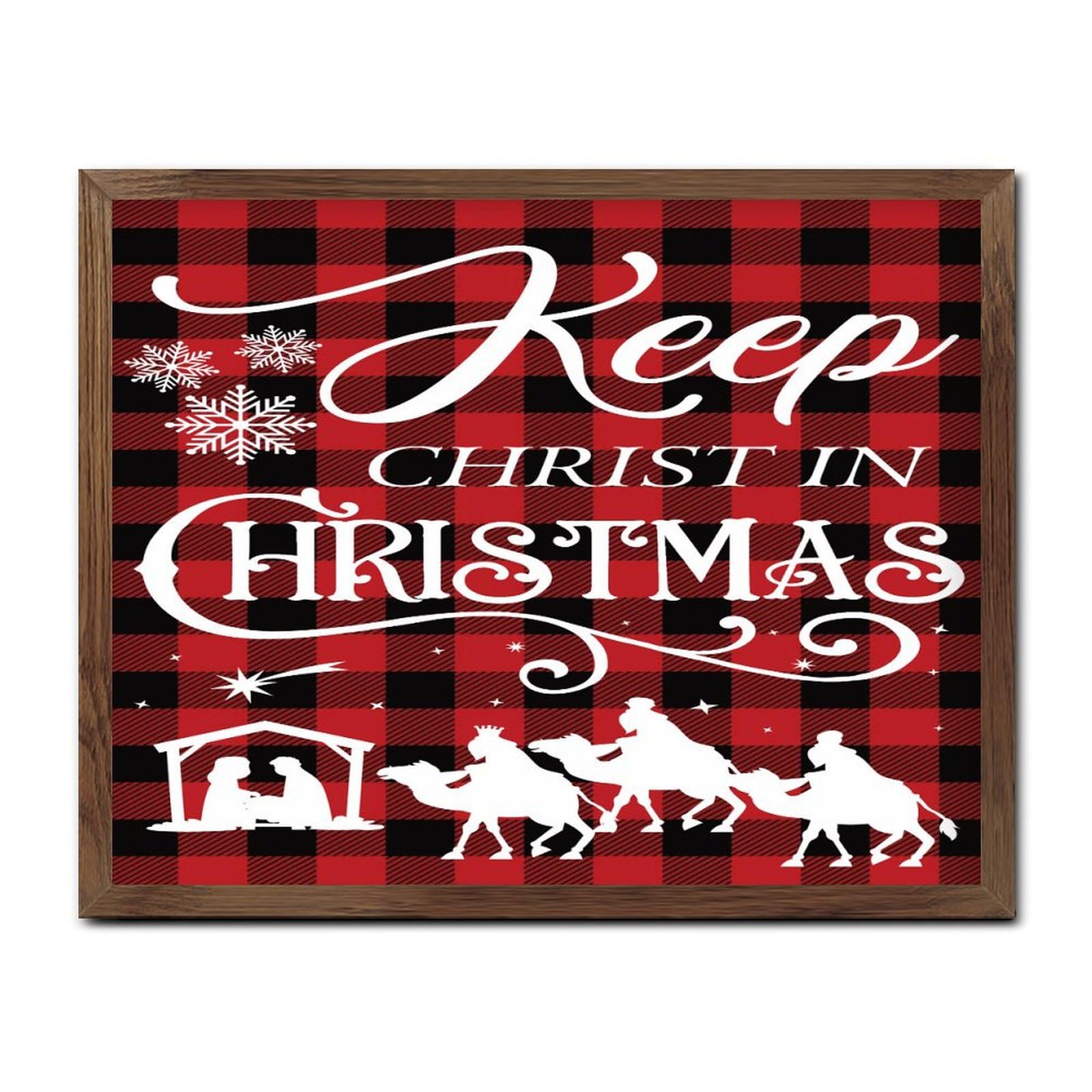 Panneau de motivation en bois Keep Christ in Christmas pour cadeau