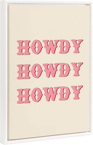 Kate and Laurel Sylvie - Lienzo enmarcado vintage con cuentas Howdy por Tània García, 18 x 24 pulgadas, blanco, arte de vaquero occidental para pared