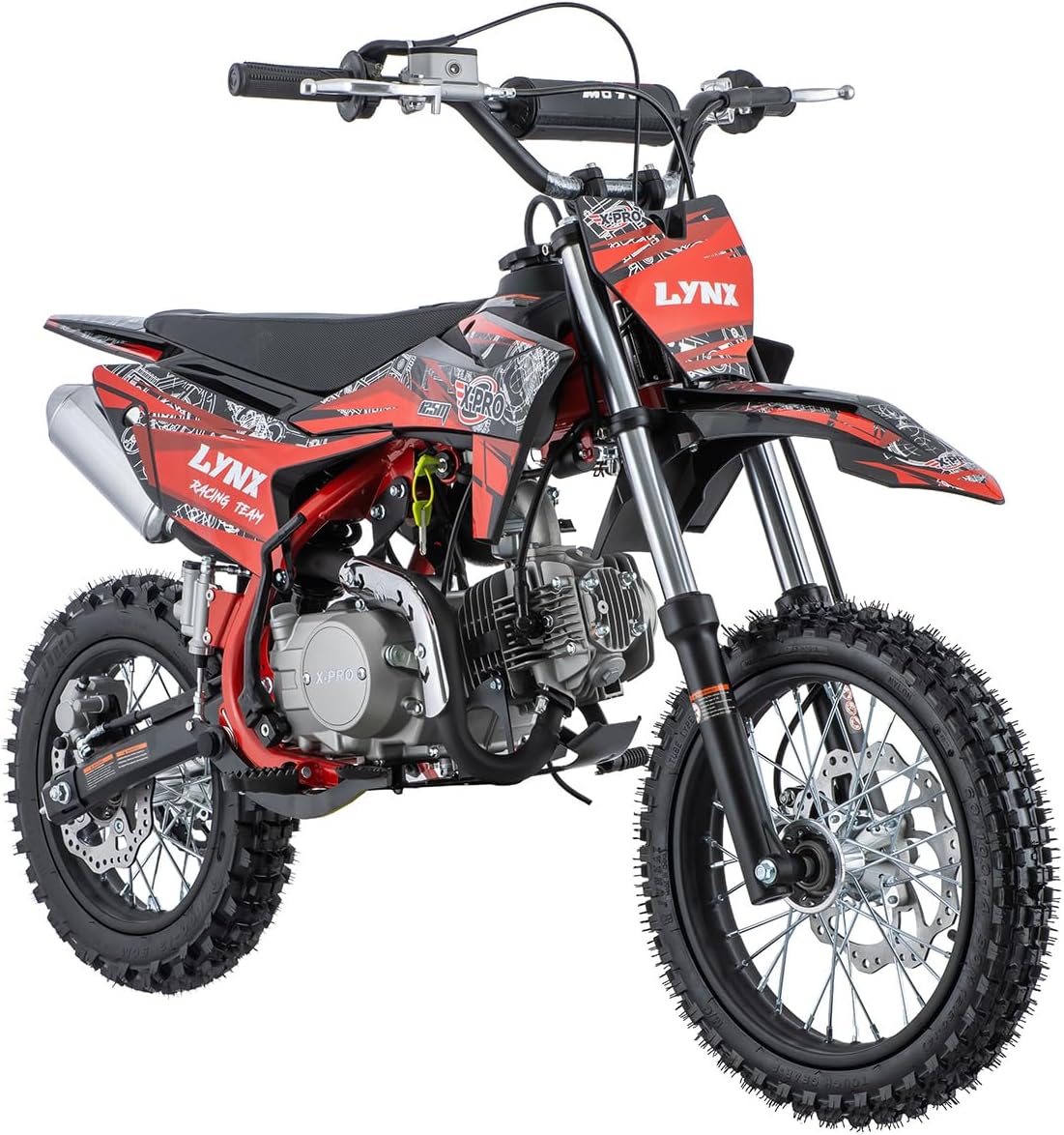 X-PRO X26 125cc Manual Clutch Dirt Bike Big Boys Pit Bike 125 Pitbike,Big 14"/12" Tires!(Red)