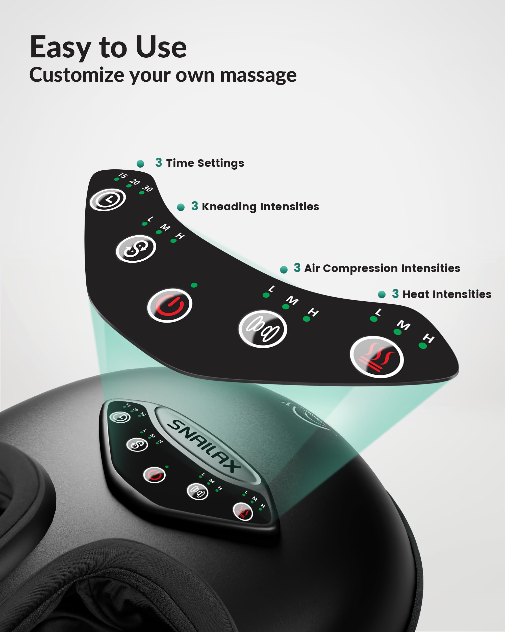 Snailax Masajeador de pies con calor, masajeador de pies Shiatsu para relajación, amasamiento profundo, compresión, masaje de pies con vibración, regalos para hombres mujeres