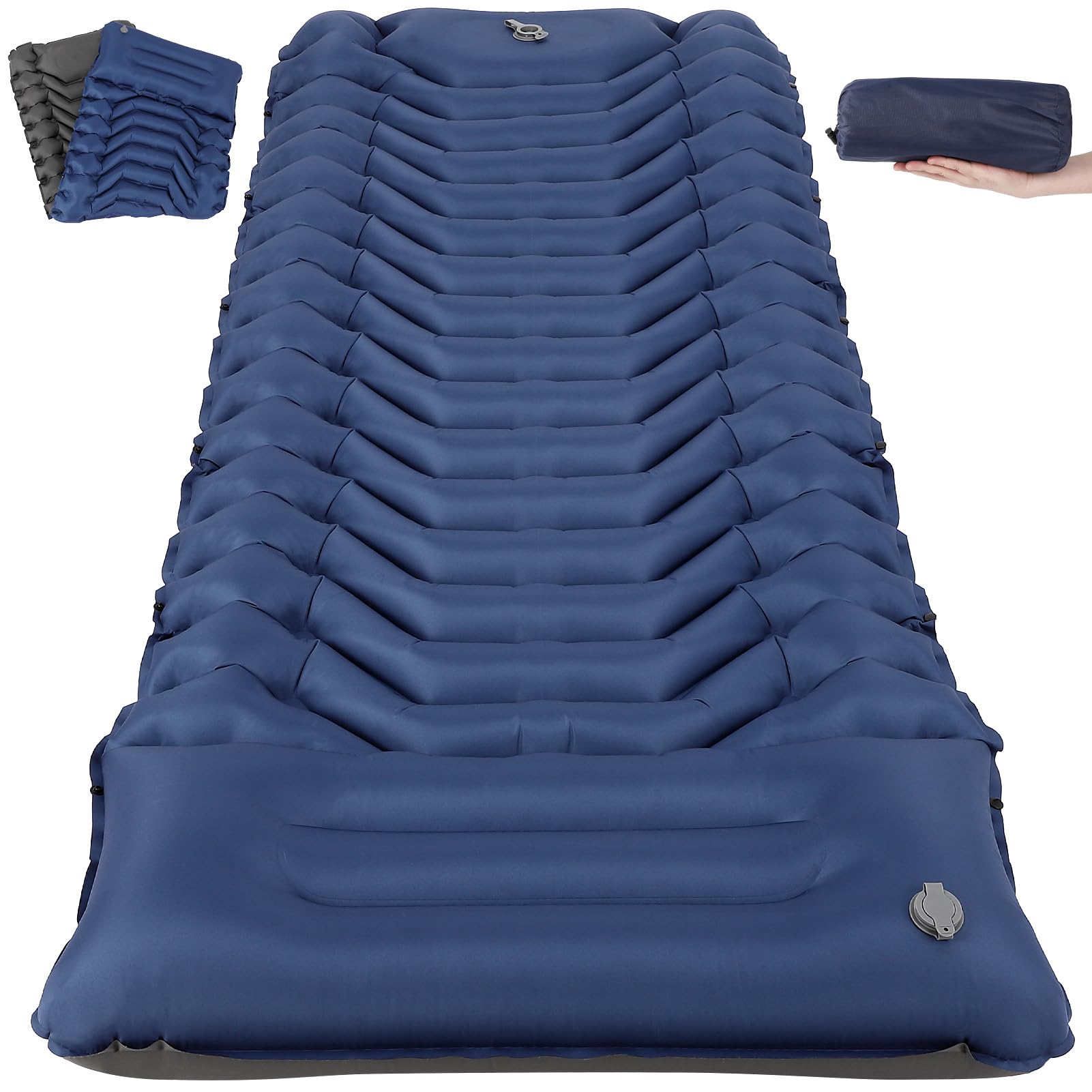 HAUSPROFI Inflating Sleeping Pad for Camping, UltraLight Inflatable Sleeping Mat with Built-in Foot Pump, Waterproof, Portable, Camping Mattress for Outdoor Camping, Backpacking,Hiking,Tents (Blue)