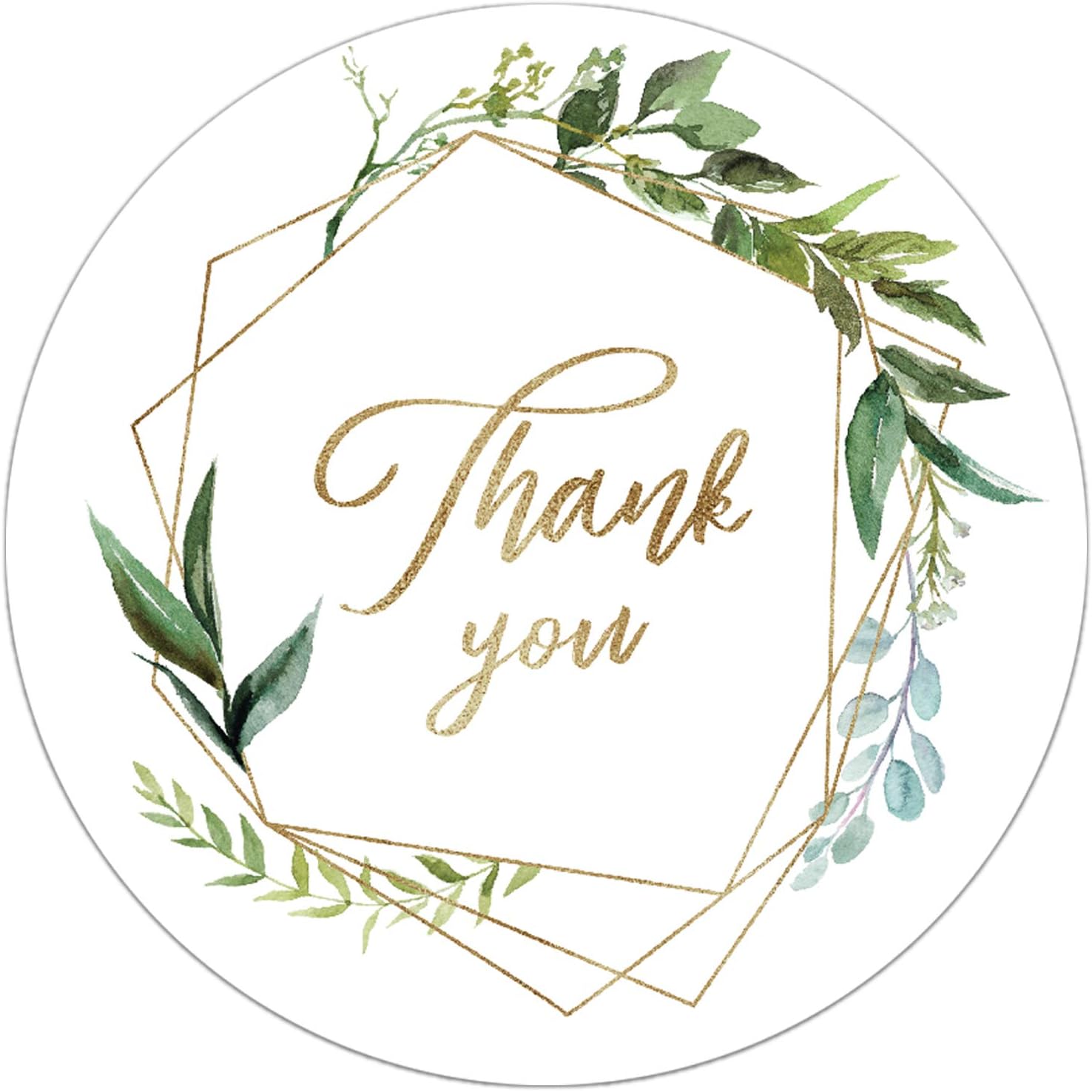 Greenery Frames Thank You Stickers, 2 Inch Thank You Stickers, 50 Thank You Labels Perfect for Small Business Owners, Wedding, Birthday Party Favors, Thanks Envelope, Gift Box.