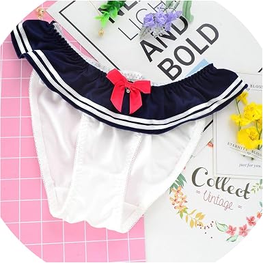 Amazon.com: Cosplay dibujos animados bragas mujeres sexy azul marino  ondulado encaje ropa interior linda chica arco, Moderno, L, Blanco/Azul  Marino : Ropa, Zapatos y Joyería