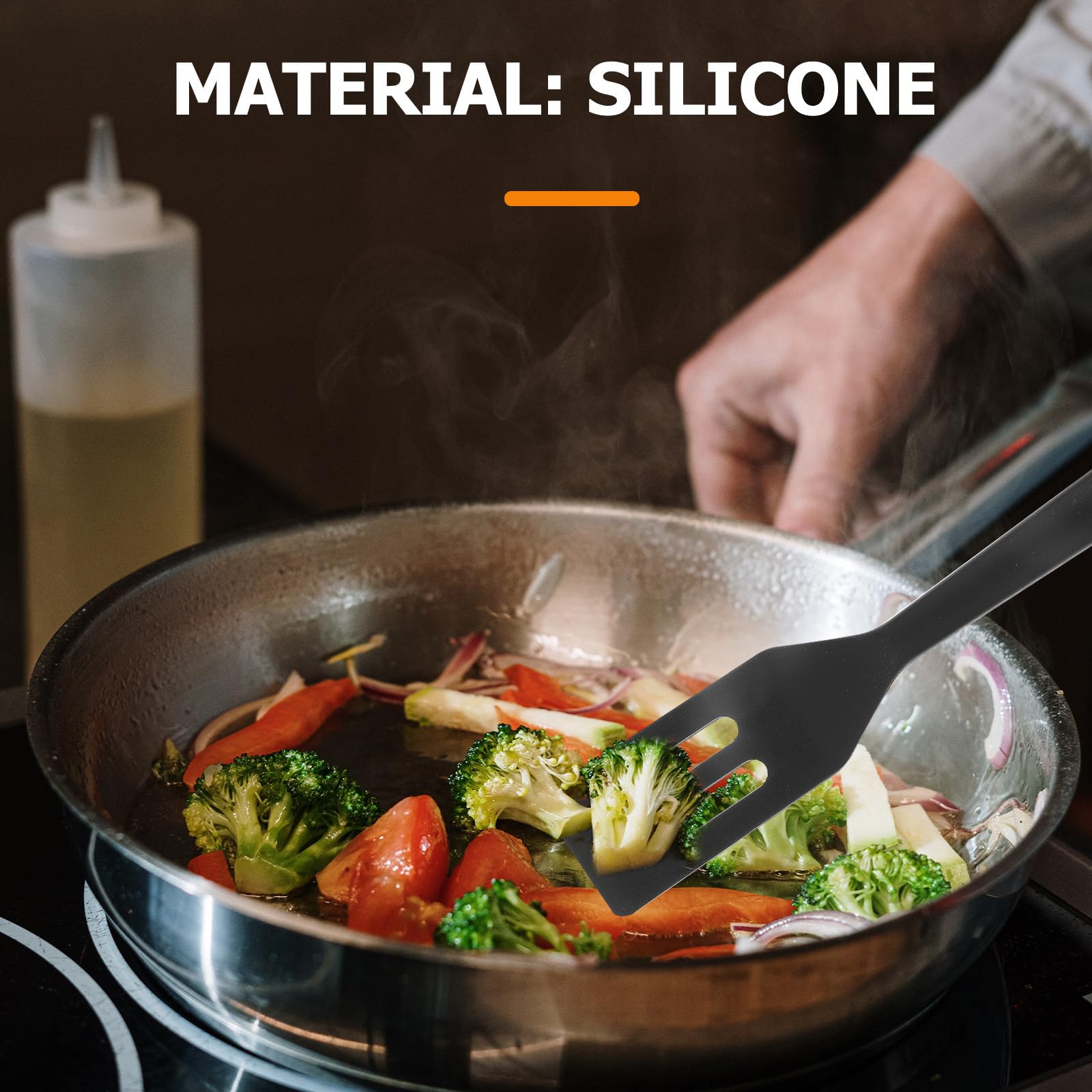 TOYANDONA Espátulas de Silicona Pequeñas Antiadherentes 6 Piezas para Hornear y Cocinar Resistentes al Calor Color Negro Orificios Utensilios de Cocina Prácticos para Repostería y Carne