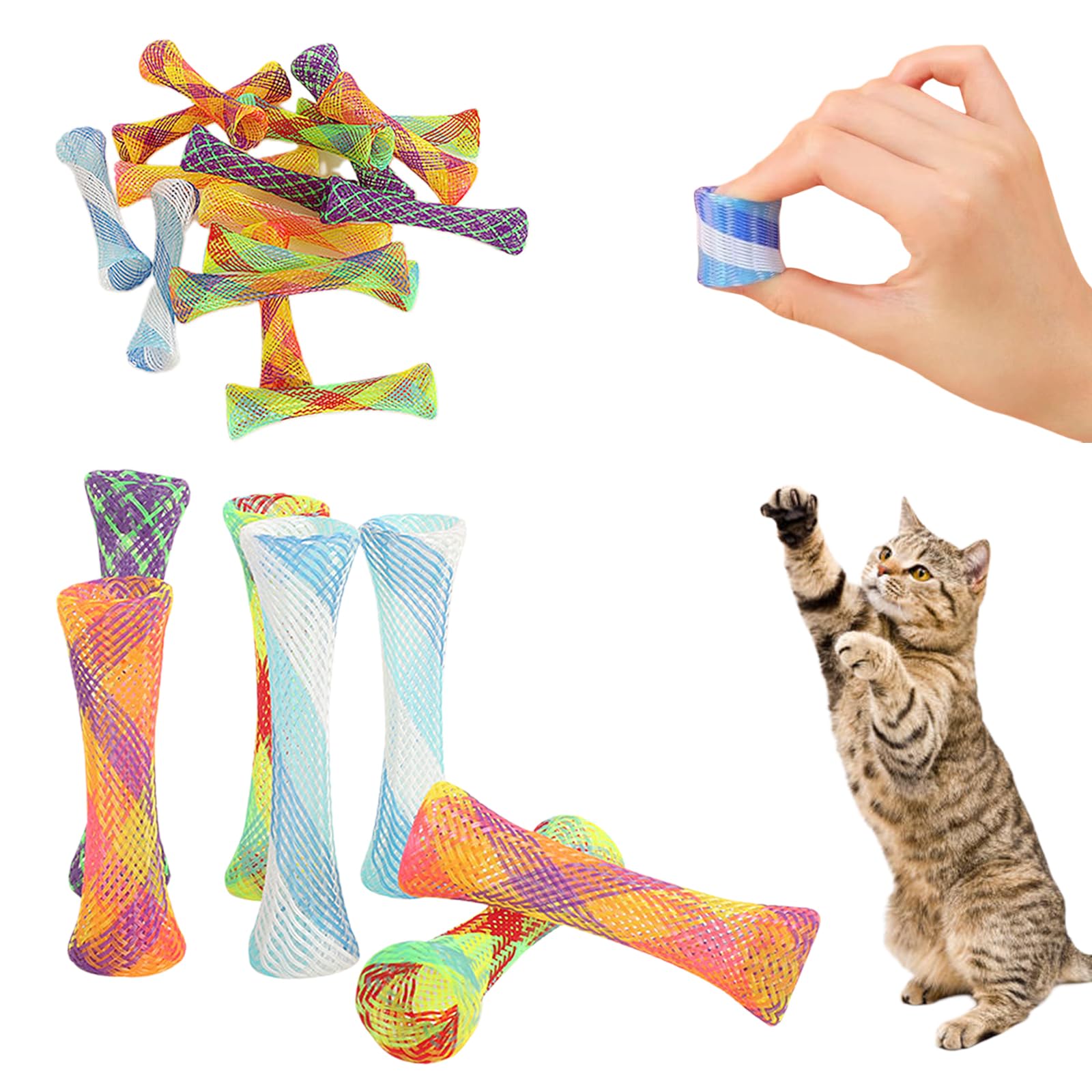 30 Pcs Tube Cat Spring Toy, Interactive Spiral Cats Toys, Colorful Plastic Coil for Kittens to Swat,Bite,Hunt,Colorful Toys Springs for Cats Kitten Pets Novelty Gift,Cat Springs Toy(Random Color)