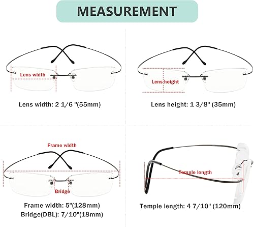 Miniatura 3 de Eyekepper Titanio sin montura gafas de lectura Lectores Hombres Negro +0.00