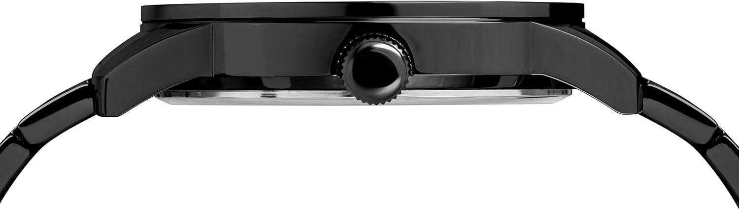 Side view of the Timex Men's Dress Day-Date 41mm Watch showing the crown.