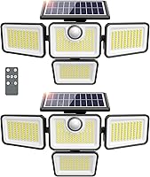Vista 1 de 4500LM Solar Lights Outdoor, 4 Adjustable Heads Motion Sensor Lights, 3 Mode, 6500K, IP65 Waterproof Solar Security Wall Lights, Remote Control