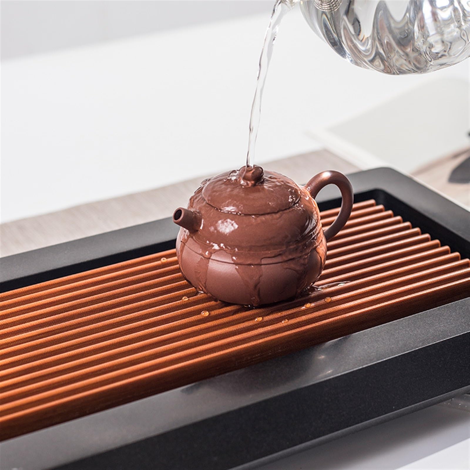 Mesa de Té Bandeja de Te Bandeja de té de baquelita, Bandeja de té de ebonita, Uso doméstico, Juego de té Simple, Mesa de Drenaje, Mesa de té pequeña Bandejas para Servir Comida