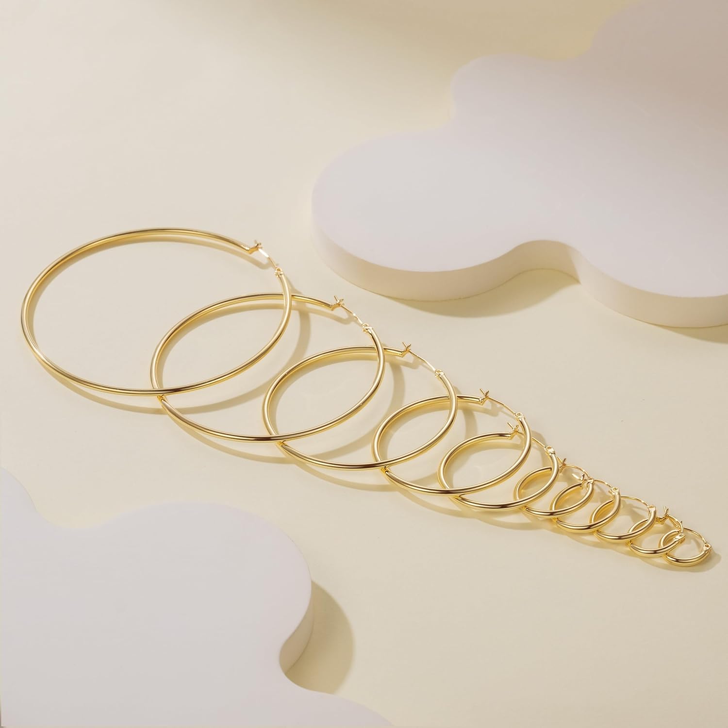 14K Gold Hoop Earrings for Women Hoops Dimple Design and Timeless Elegance Hoops Earring for Womens 12/14/16/18/20/30/40/50/60/70mm