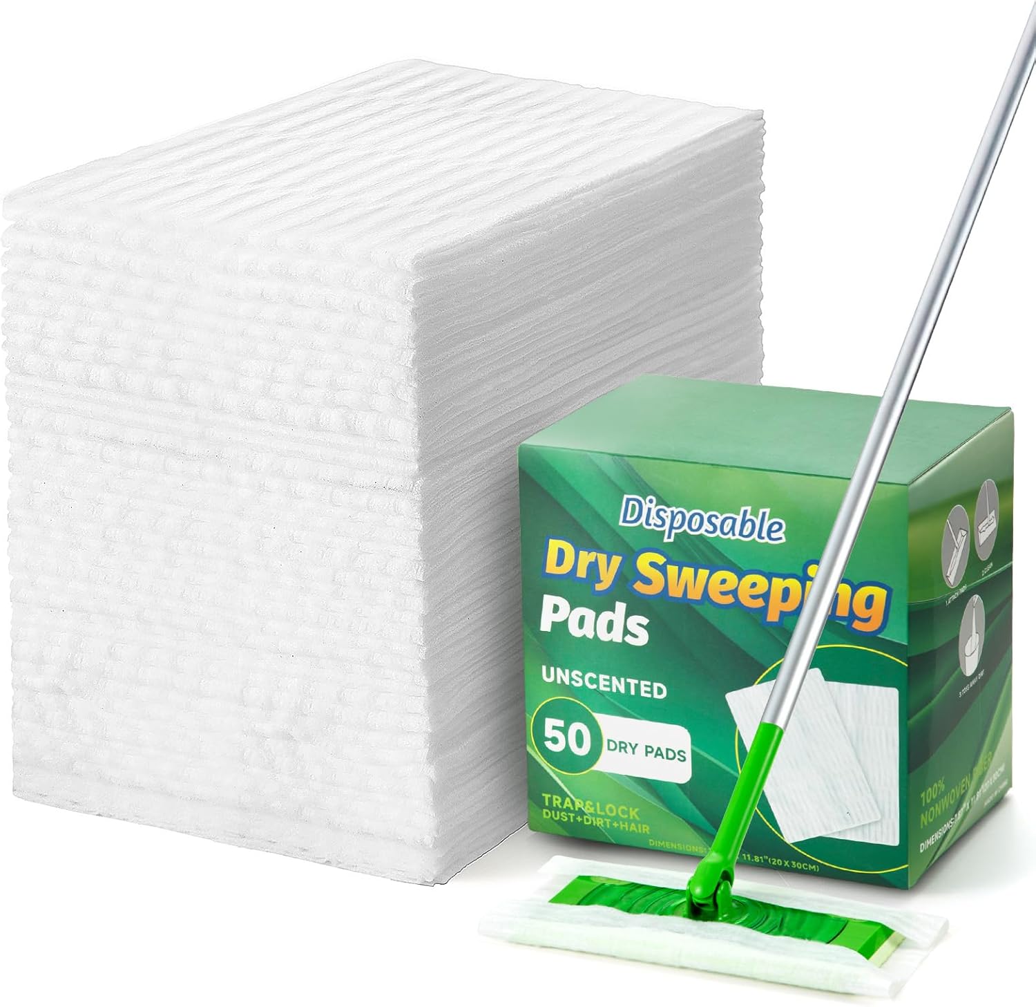 Dry Sweeping Cloths Mop Refills Disposable Sweeping Cloths Floor Dust Refills Mop Pad, Floor Cloth Refills for Swiffer Standard Sweeper , 7.87×11.81inch,150 Count