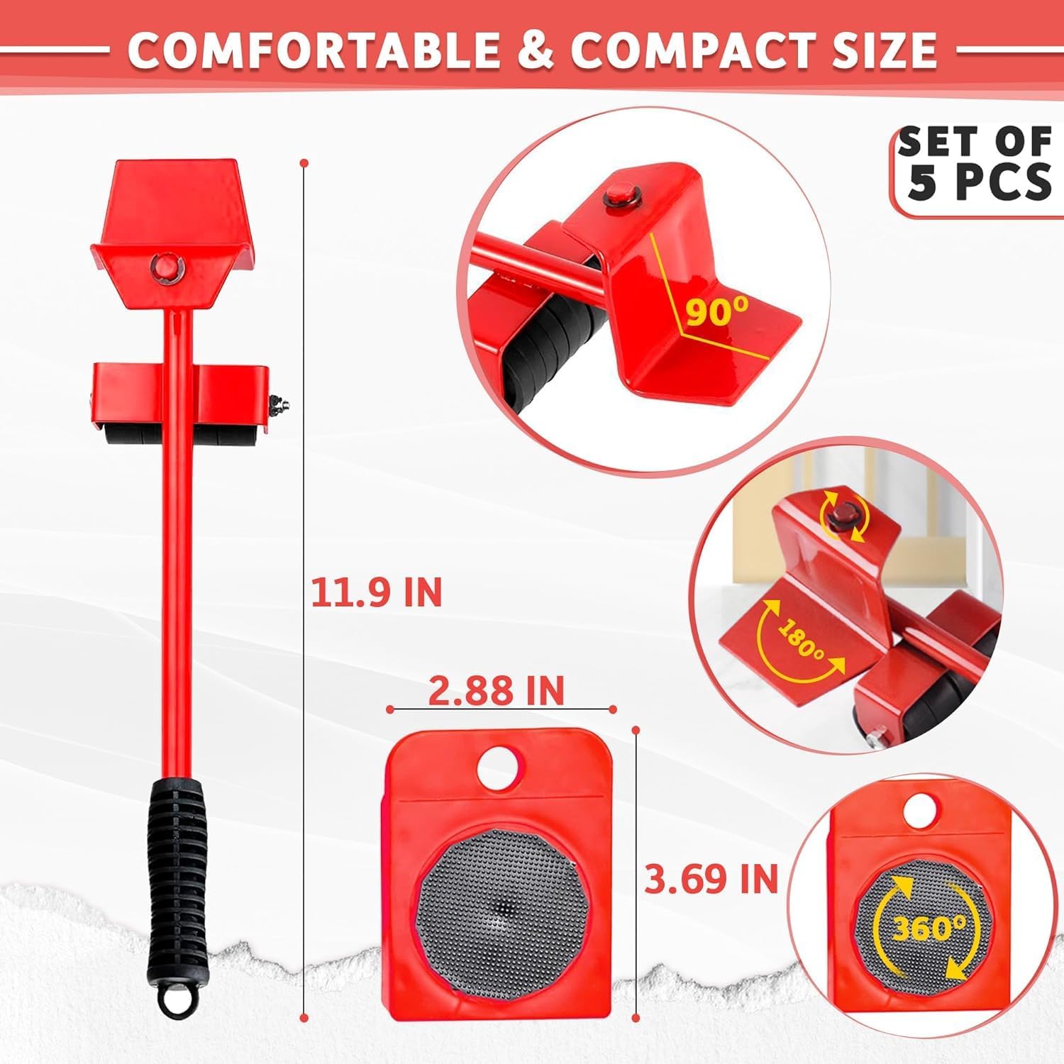 NityaEcommerce Heavy Furniture Movers with Wheels - Furniture Lifter Tool Set with Appliance Slider for Tile and Hardwood Floors, Bearing Weight 150kg - Compact Design 2