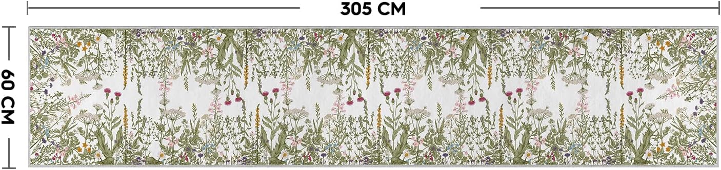 Artoid Mode Antique Herbs and Wild Floral Runner Rug, Spring Home Decor Low-Profile Non-Slip Washable Area Rug for Kitchen Entryway Bedroom Living Room Laundry Room Indoor 2x10 Feet