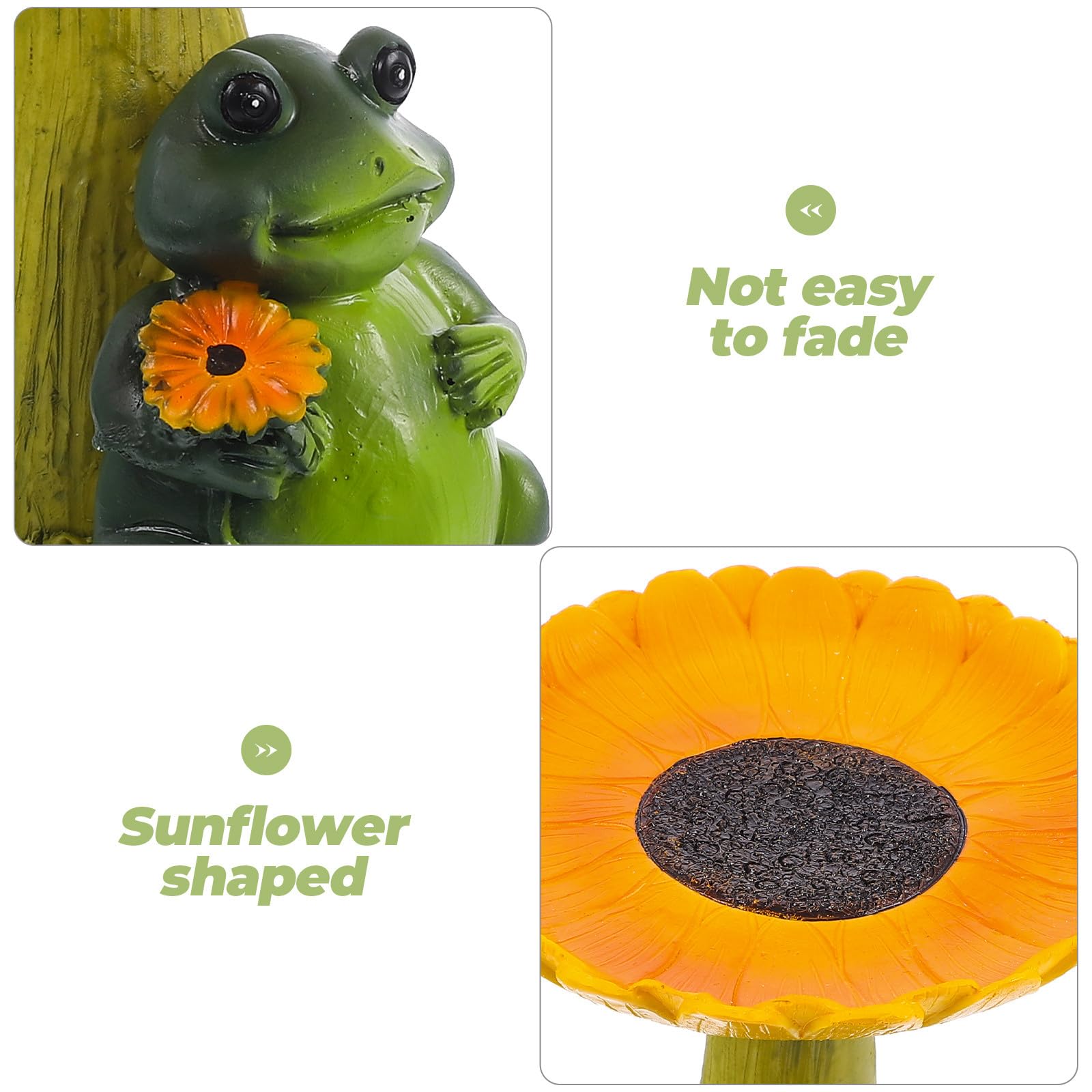 GLEAVI Baño para Pájaros de Resina Diseño de Girasol, Pequeño Comedero para Pájaros de Plataforma, Decoración Multifuncional para Jardín y Patio, Figura Decorativa Resistente