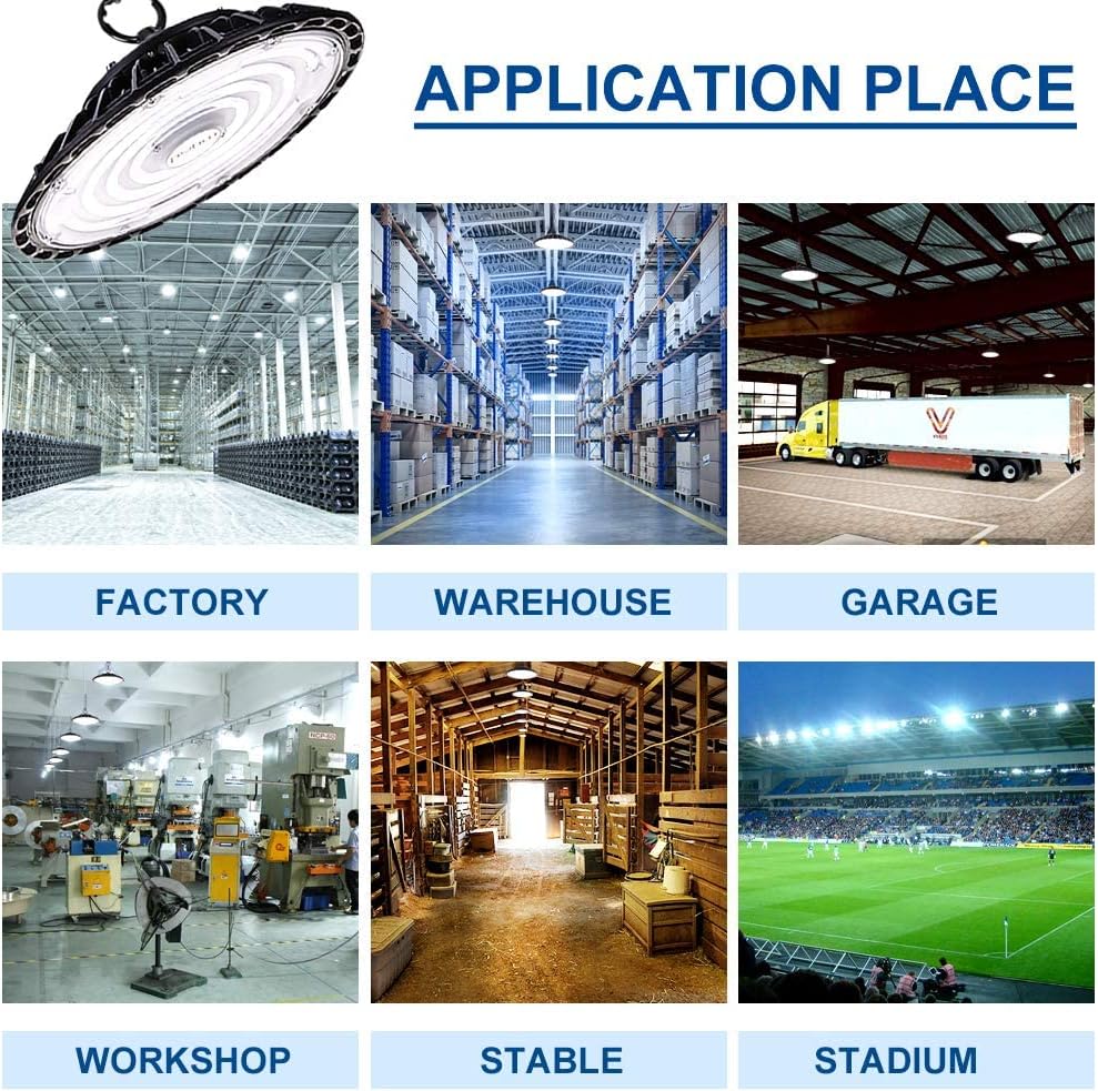 Up To 60% OFF 300W UFO LED High Bay Light, 30000LM 6000K Daylight White Industrial Lamp Factory Warehouse, Ceiling Light with Plug LED Commercial Light for Garage Workshop Gym Tunnel Studio