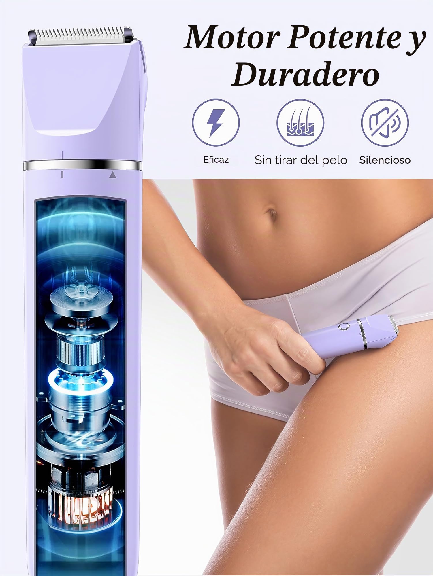 Cayzor Kit de recortadora y afeitadora de bikini para mujer, 2 en 1, eléctrica, húmeda/seca, depilación facial, inalámbrica, impermeable, para cara, labios, barbillas, axilas, piernas