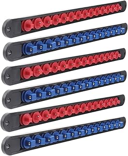 Wakauto 6 Peças Suporte De Ferramenta De Soquete Suporte De Quadro De Manga Suporte De Soquete Organizador De Soquete Abs Bandejas De Soquete Azul Rack De Trilho De Manga Paletes De