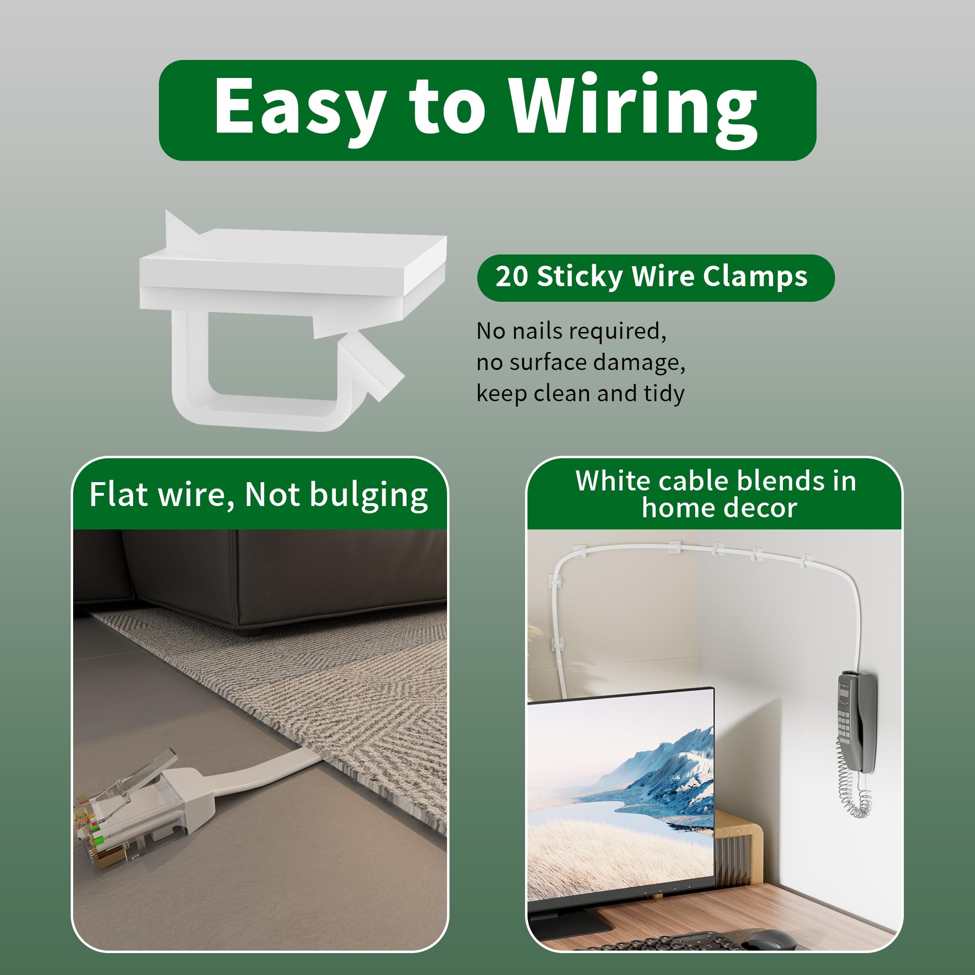 HiFind Cable de extensión de teléfono de 350 pies, resistente a los rayos UV, resistente a la intemperie, cable de línea de teléfono con enchufe RJ11 estándar para módem de línea fija, máquina de fax