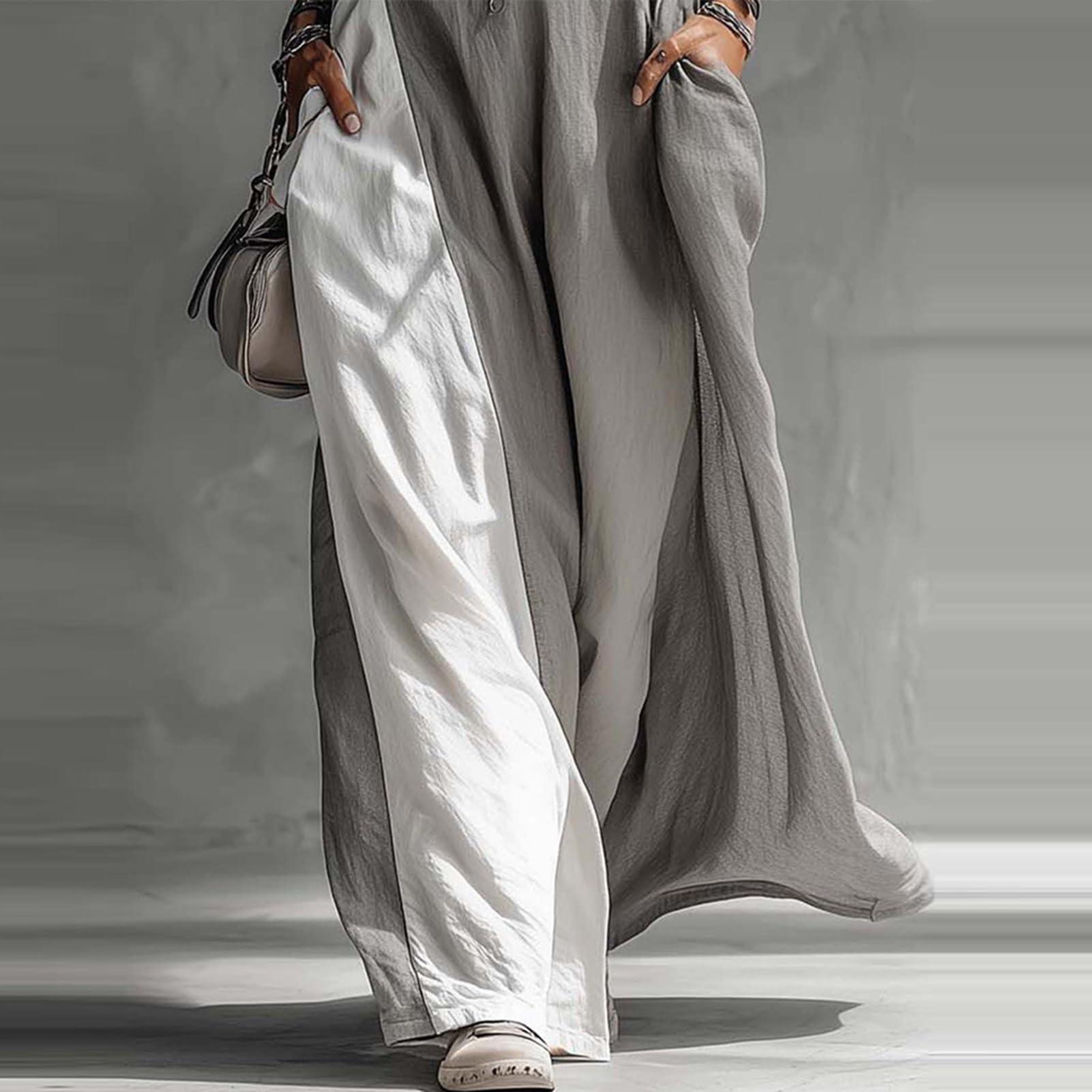 Maxi abito estivo da donna, senza maniche, girocollo, con spacco laterale, con tasche, casual, spiaggia, vacanze, uso quotidiano, leggero, morbido, vestibilità larga, comodo, da donna