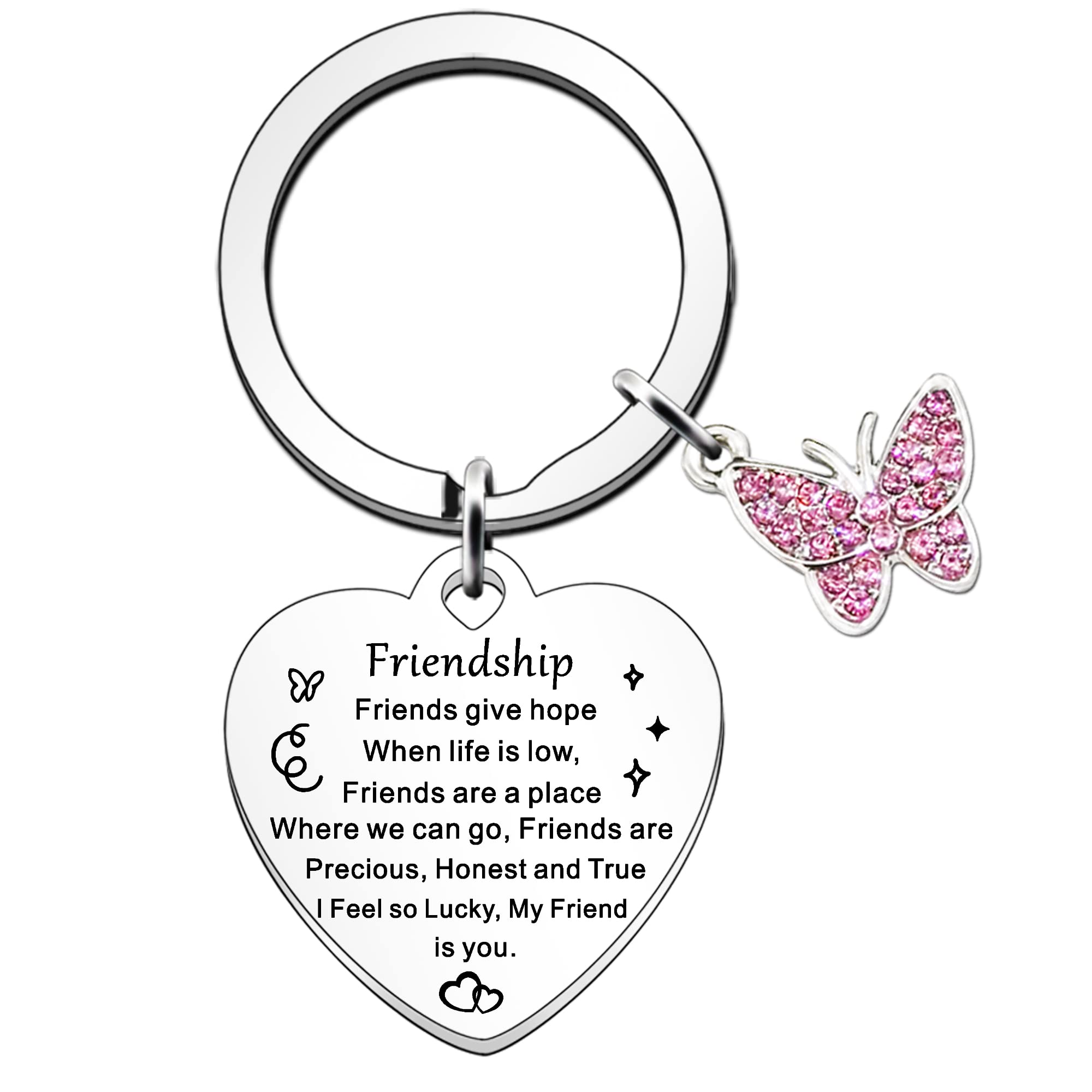 Jettop Women's Silver Friendship Gifts For Best Friend Gift For Birthday Christmas Frienship Gifts Keyring Friends Give Hope