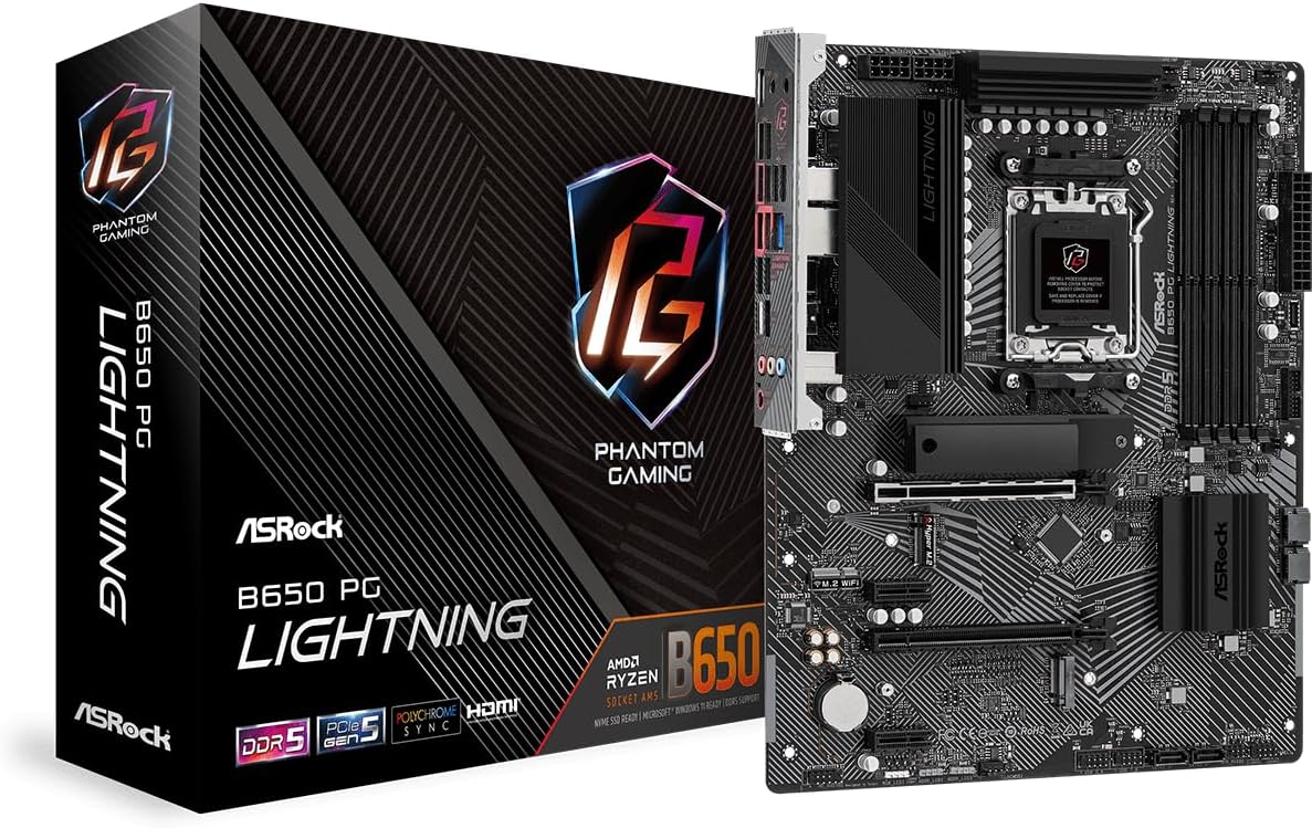 ASROCK B650 PG LIGHTNING, AM5, ATX, 4 DDR5, 3 M.2, 4 SATA, HDMI