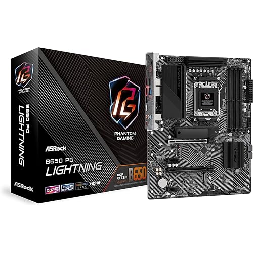 ASRock B650 PG Lightning ATX Motherboard: AMD AM5 Ryzen 9000/8000/7000, DDR5 7200+ OC, PCIe 5.0 M.2, USB 3.2 Gen2x2 Type-C, 2.5G LAN, Nahimic Audio