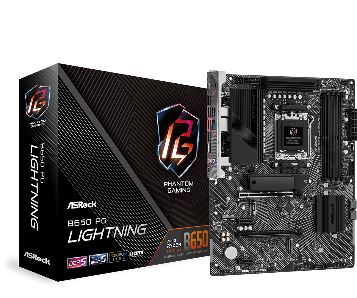 ASRock B650 PG Lightning Socket AMD AM5/ Chipset AMD B650/ DDR5/ SATA3 & M.2 ATX Motherboard