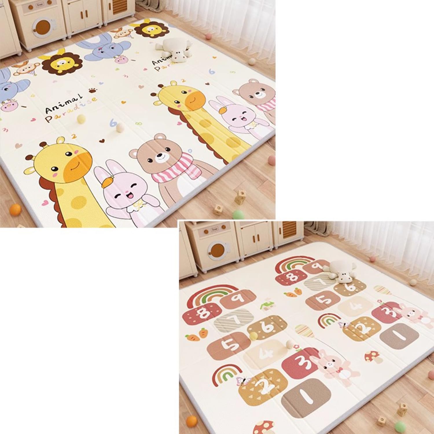 Tappeto Gioco Bambini Pieghevole,Tappetino Da Per Bambini,Ortatile,Anti-Scivolo,Lavabile,Morbido E Anti-Urto,Impermeabile,Reversibile,Versatile,Perfetto Gattonare In Sicurezza(200*180*2cm,J)