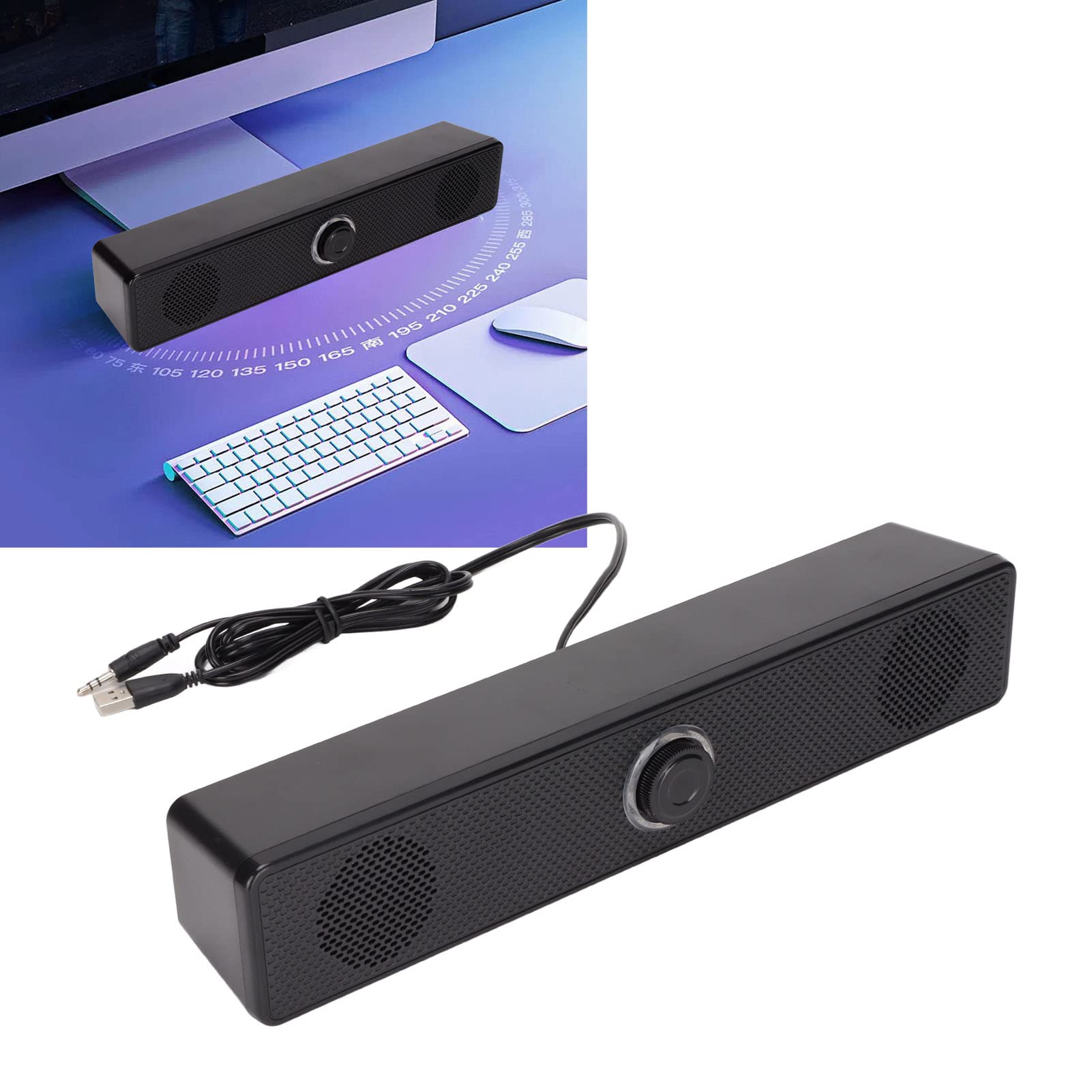 GOWENIC Altoparlante per Computer Cablato 350T, Altoparlante da Tavolo USB Soundbar Mini Altoparlante Soundbar con Ingresso da 3,5 Mm e Controllo del Volume per PC Tablet Desktop Cellulare Laptop
