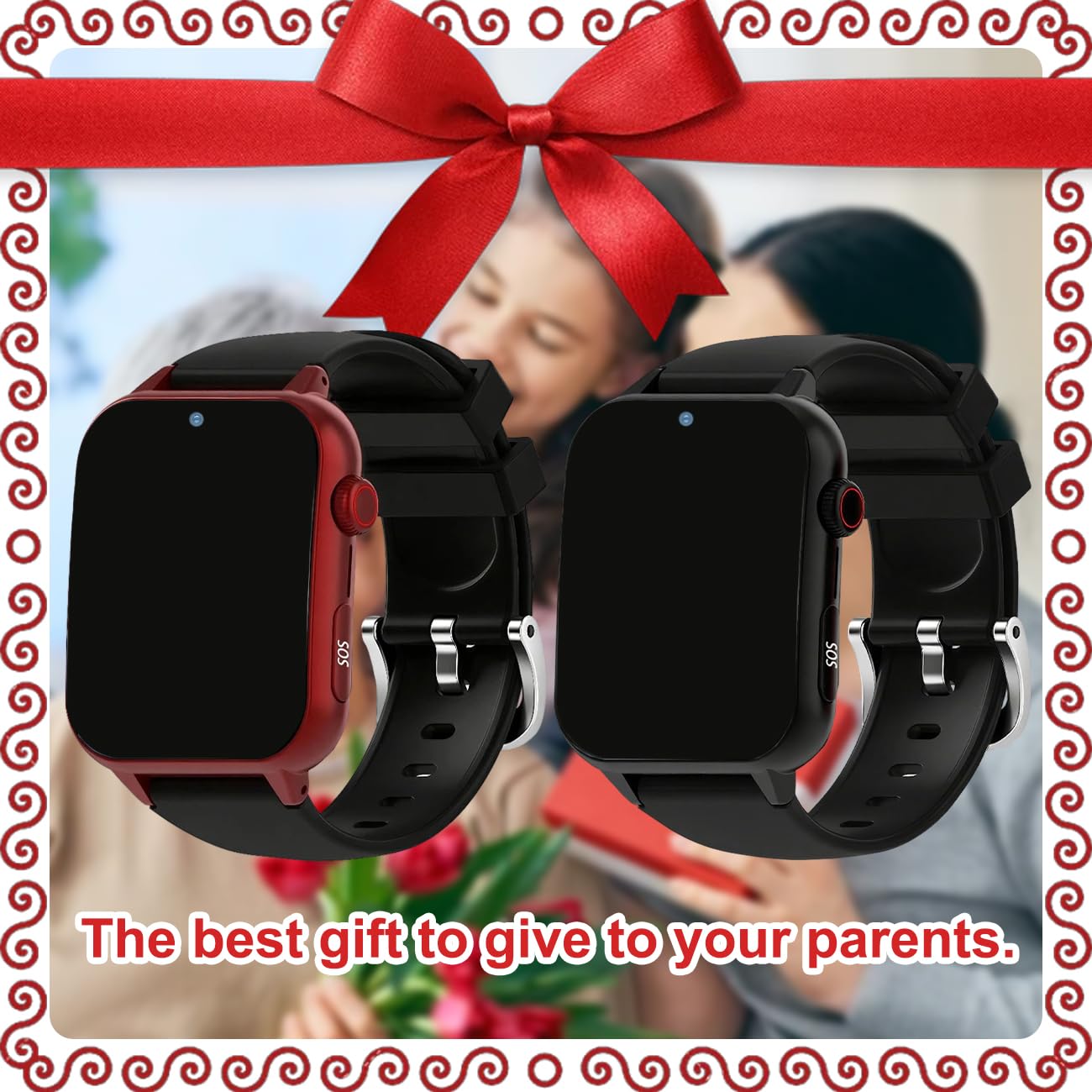 Montre Alarme Personnelle pour Personnes Âgées, Montre pour Seniors Indépendants avec SOS Alerte Chute GPS À Offrir Aux Parents,Noir,1.9 * 1.6 inch