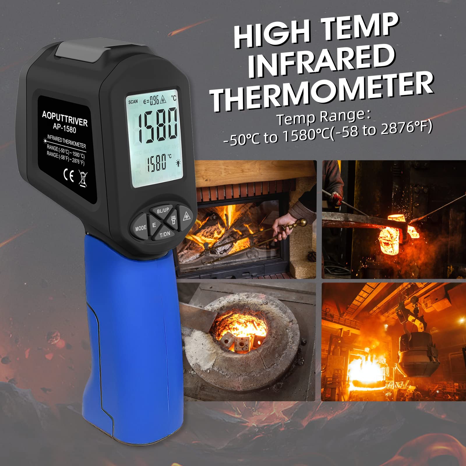 Termometro A Infrarossi Con Laser - Pistola Termica Per Alimenti, Cucina E BBQ, Emissivit&agrave; Regolabile