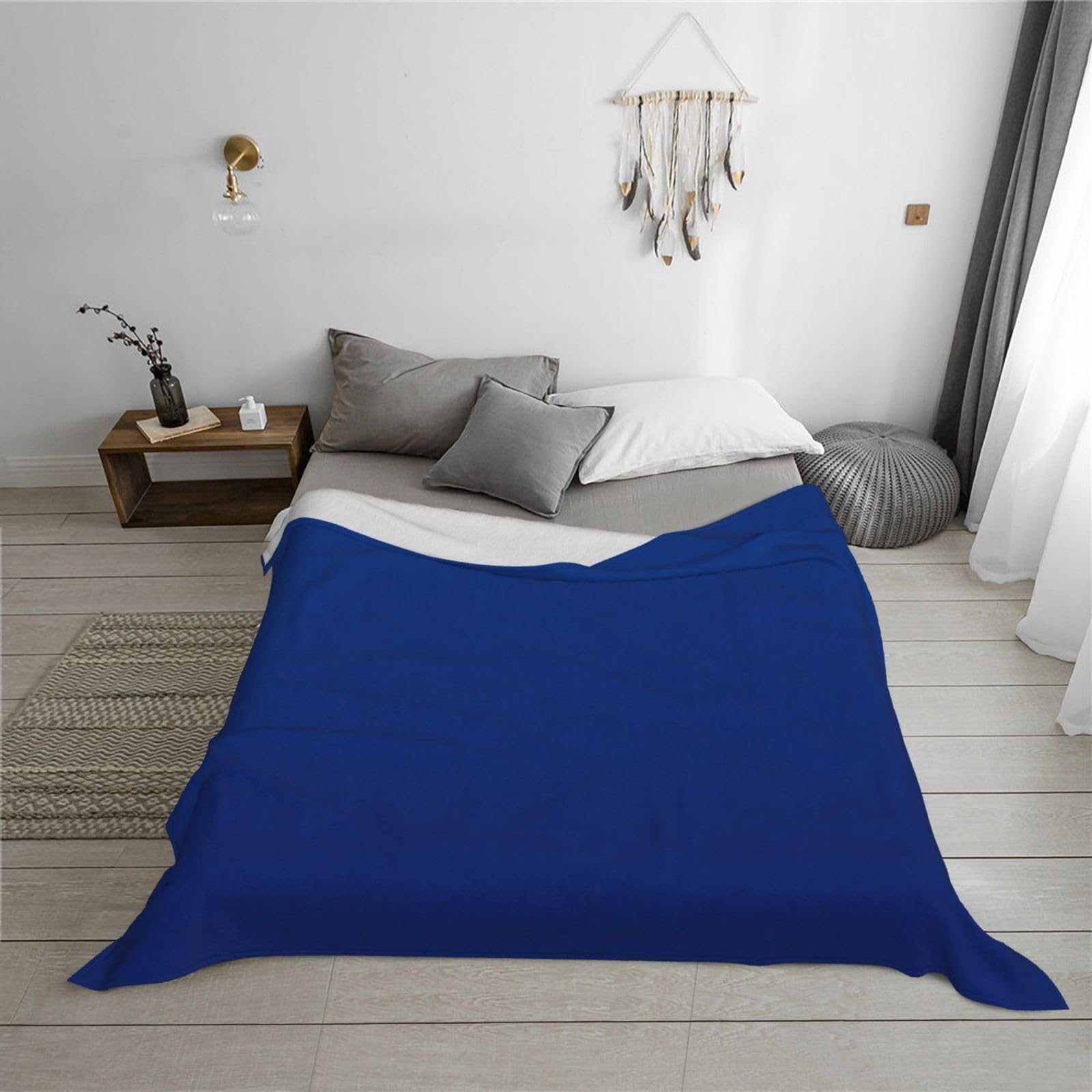 Dicke, bedruckte Überwurfdecke, personalisierbar, leicht, weich, gemütlich, Wandteppich für Raumdekoration, Marineblau