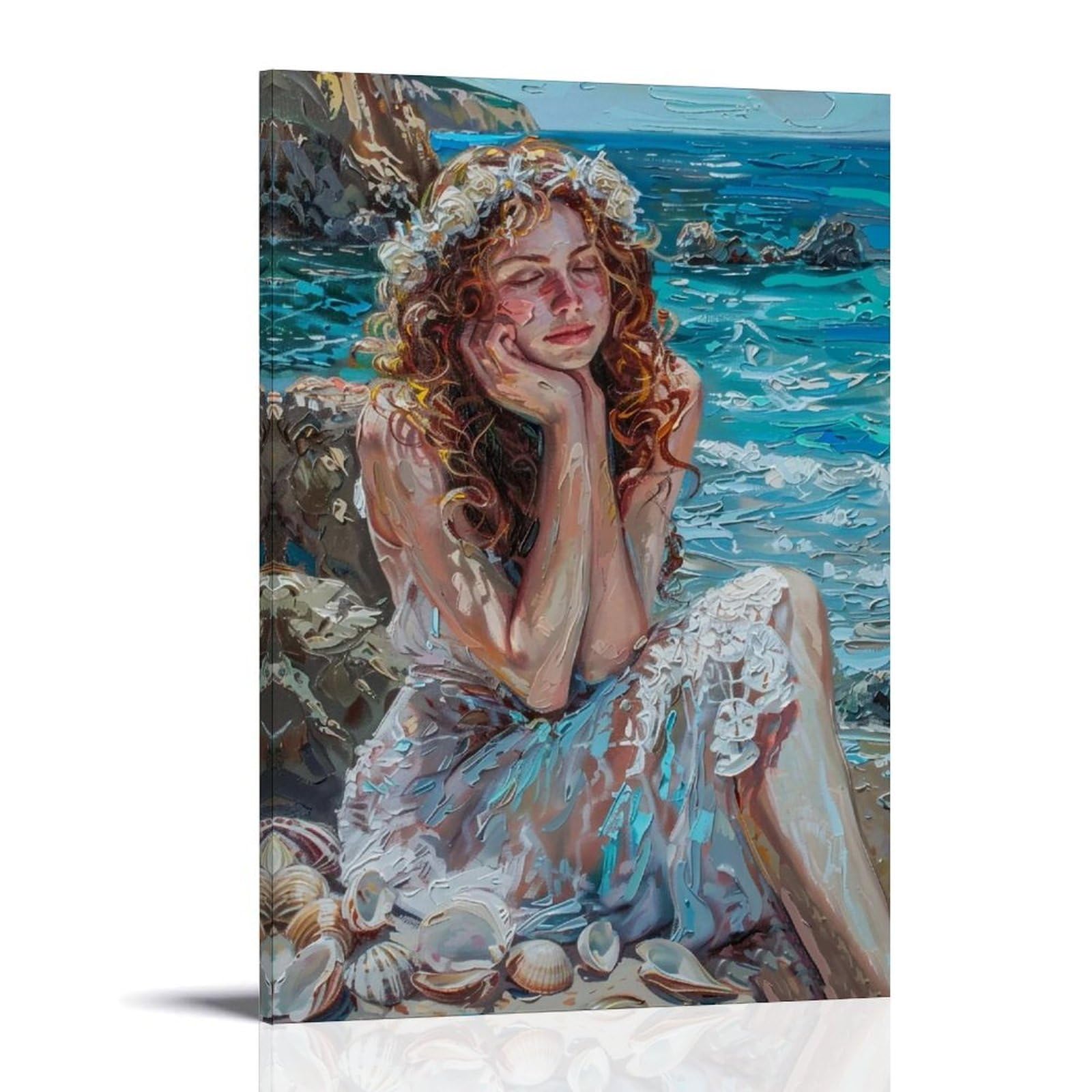 HUERYRYHY Ocean Whispers 04 Poster Wall Art Canvas Vintage Aesthetic Painting Decor for Rooms 20x30inch Frame-style