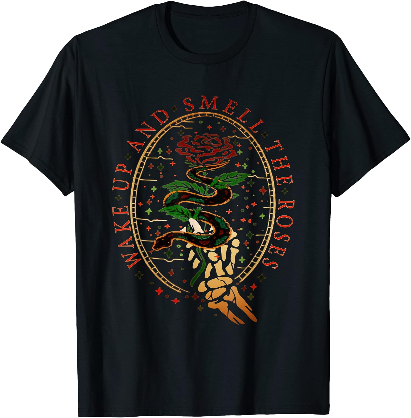 Wake up and Smell the Roses vintage tattoo design T-Shirt