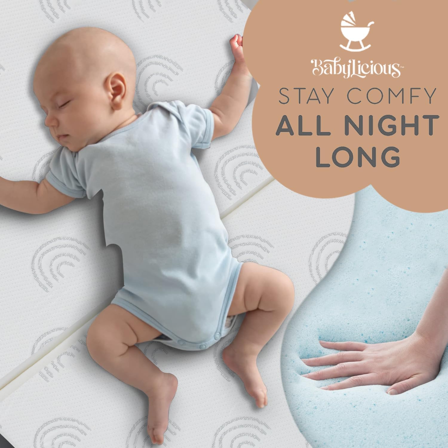 Waterproof Pack and Play Mattress Topper - 38" x 26" | Trifold Style - Breathable Soft Plush Foam - Portable Playard Mattress Topper- Baby Foam Playpen Mattresses for Babies - Boho Rainbow Design