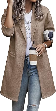 PRETTYGARDEN Women Plaid Shacket Jacket Trendy Fall Casual Button Wool Blend Tartan Trench Coat Winter Clothing with Pockets