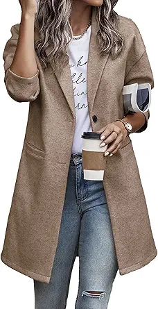 PRETTYGARDEN Women Plaid Shacket Jacket Trendy Fall Casual Button Wool Blend Tartan Trench Coat Winter Clothing with Pockets