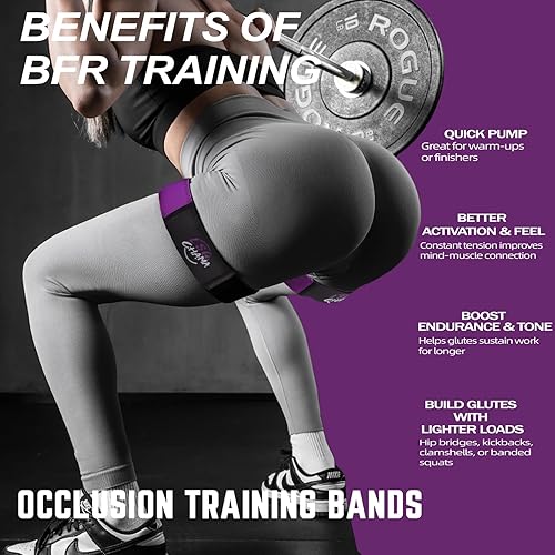 Miniatura 4 de Bandas de resistencia BFR para mujeres, bandas de ejercicio de entrenamiento de glúteos, equipo de entrenamiento de fitness Púrpura,Rojo