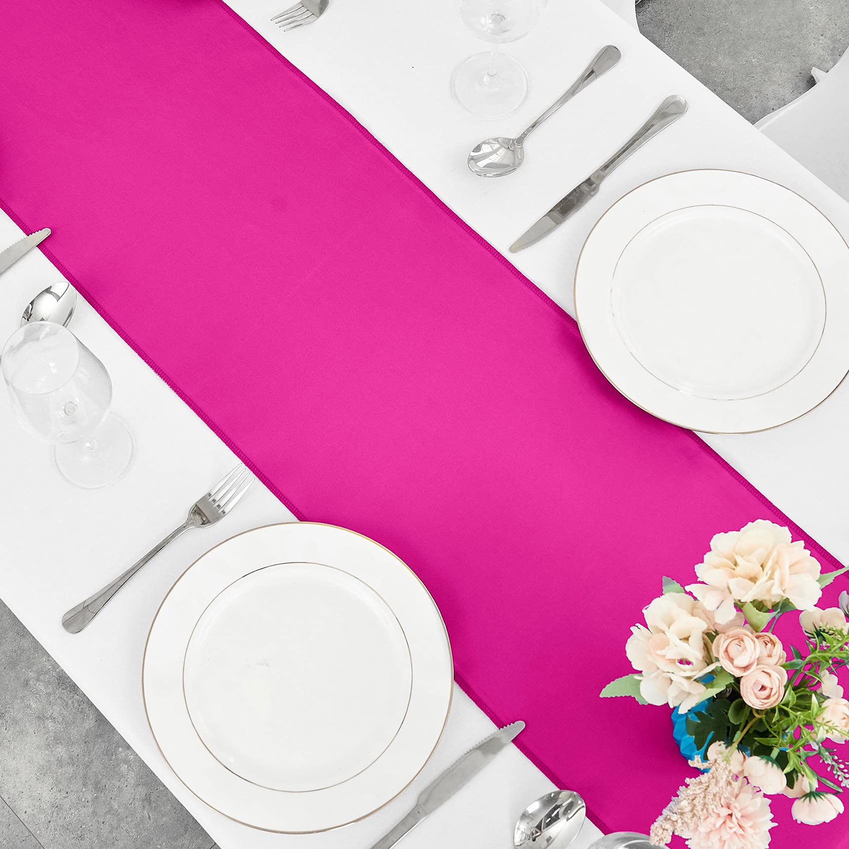 Satin-Tischläufer Fuchsia | 30,5 X 274,4 Cm | 10 Stück Set Für Hochzeitsdeko & Partys