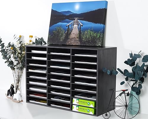 Vista 107 de PAG Organizador de literatura de madera para encimera, buzón de estudiante para aula, soporte de papel de escritorio para oficina, hogar, escuela