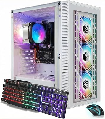 STGAubron RGB PC Computer Desktop, AMD Ryzen 7 5700G up to 4.6G, 16GB DDR4, 1TB SSD, WiFi & BT 5.2, RGB Fan*4, RGB Keyboard & Mouse, Windows 11 Home